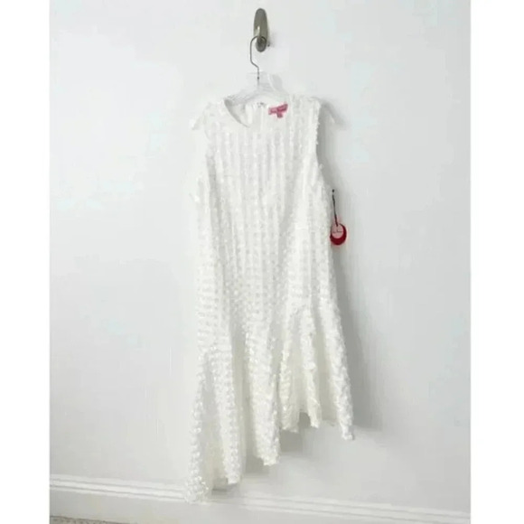 NWT Anthropologie Eva Franco White Textured Asymmetrical Holiday Event Dress 4 - Picture 5 of 9